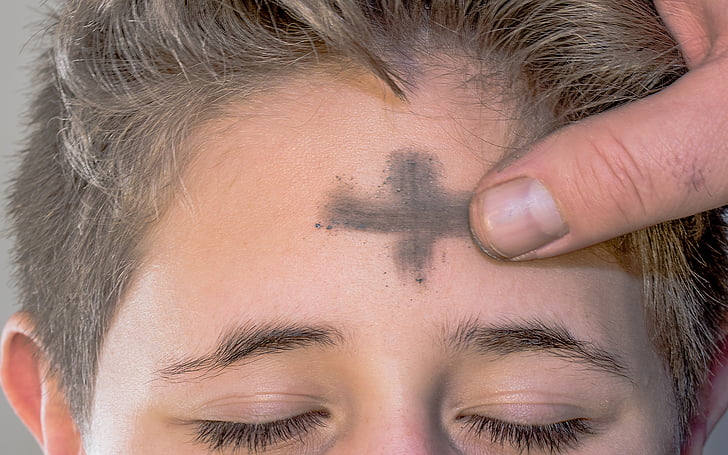 Ashes in Cross on Forehead 